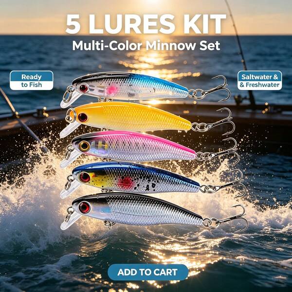 6.4cm 4.5g Floating Minnow Lure, 5 Colors Mini Humpback Bionic Hard Bait, Shallow Diving Crankbait Lure For Freshwater Trout, Bass, Sea Bass Fishing Accessories