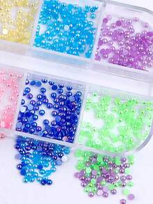 12格 2mm 彩虹混色平底水鑽 3D 水晶美甲裝飾 DIY Y2K 派對美甲裝飾 美甲用品配件 - 彩色 - 查看 4