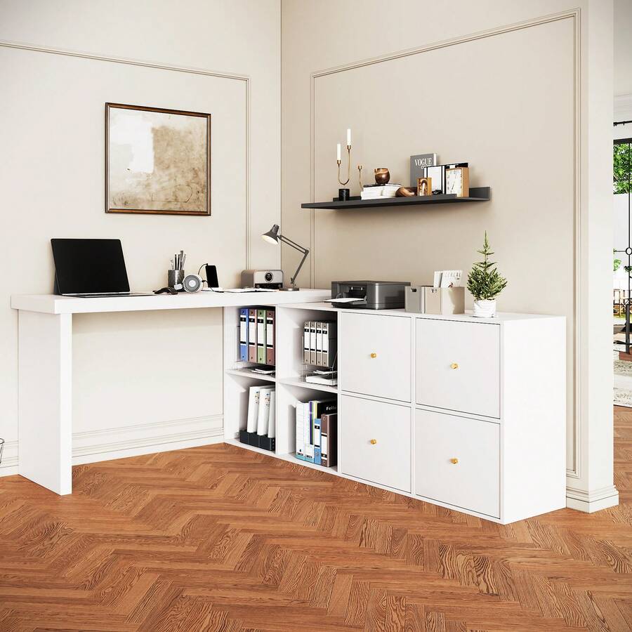 Desk White Made Of Wood For Home Office - 白色 - 查看 1