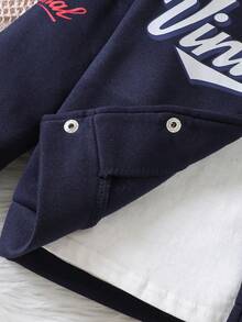Boys' Casual Sports Digital Print Long Sleeve Hooded Sweatshirt + Pants 2 Pieces Set, Autumn/Winter - Blue - View 4