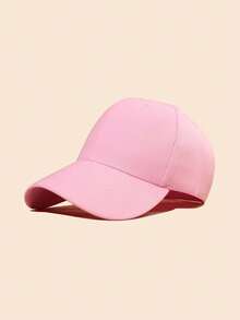 1 Pc Solid Adjustable Size Casual Baseball Cap With UV Protection - Pink - View 7