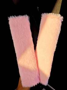 2pcs Plush Shoulder Pads, White/Pink/Black, Short Plush Shoulder Protectors, Soft, Anti-Chafing, Protective Covers, Winter Warm Car Accessories, Summer Soft & Breathable, Perfect Gift For Family And Friends~ - Multicolor - View 7