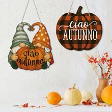 1件義大利語金句秋季木製掛飾裝飾牌 Ciao Autunno，居家牆面藝術裝飾，適合秋季節慶派對，送給朋友與家人的禮物 - 秋天 - 查看 2