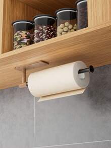 1pc No-Drill Storage Rack, Suitable For Kitchen Paper Towels, Plastic Wrap, Bathroom Toilet Paper, Towels, Even Hair Ties And Watches; Space-Saving Hanging Storage Solution, Waterproof, Durable And Stable - Multicolor - View 6
