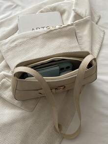 Bolso de hombro elegante para mujer, bolso de mano de gran capacidad, bolso cruzado, diseño versátil de moda para el trabajo, estilo de lujo de nicho de alta gama, impermeable, resistente al desgaste y duradero, bolso cruzado para mujer, accesorio esencial a juego - Blanco - Ver 4