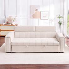 Verwandelbares Schlafsofa, Chenille-Bezug, verstellbare Kopfstütze, ausziehbares Bett mit Stauraum, Multifunktionssofa, geeignet für Wohnzimmer und Wohnungen,Beige - Beige - Übersicht 8