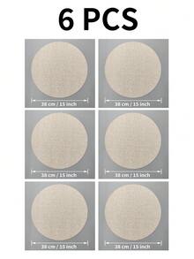 1/2/4/6pcs 15-Inch Round Vintage Placemats, Washable Heat-Resistant Insulated Pads, Suitable For Western Restaurants And Hotel Decor - Apricot - View 14