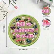1件趣味鄉村風蝴蝶蘑菇刺繡布貼 衣物裝飾刺繡布貼配件 - A - 查看 10