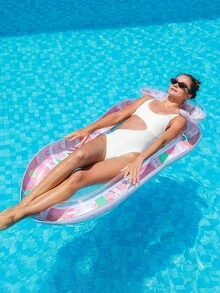 Inflatable Pool Float | Fun Glitter Sunflower Design With Headrest - Pool Float Lounge, Raft, Hammock | Water Park Party, Summer Lakeside Sunbathing, Easy To Carry, Pool Float - Multicolor - View 4
