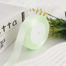 25 Yards/Roll Matte Polyester Satin Ribbon 2.5cm Light Green Fresh Mori Style Decorative Ribbon For Flower Bundling Outdoor Lawn Wedding Decor Spring Easter Gift Box Packaging Handmade DIY Accessories (6mm/10mm/15mm/20mm/40mm) - Light Green - View 8