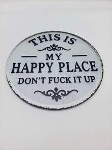 1pc Fun Garden Metal Sign - "My Happy Place - Do Not Disturb": Vintage Style Decorative Sign With Exquisite Print; Round Welcome Sign Suitable For Home, Garden, Farmhouse Or Cafe Wall Decor; Also Suitable For Halloween Decoration - One Size Fits All - View 9