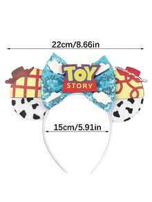 Disney, 1pc Cartoon Cute Shiny Ear Headband, Bowknot Decor Princess Costume Accessory, Shiny Party Essential, Theme Park Travel Hair Accessory, Suitable For Student Party, Costume Party, Role Play, Theme Park Travel, Ideal Gift For Couples, Princess Role Play, Birthday Celebration, Christmas Party (Role Play, Headband, Hair Accessory, Summer, Hair Clip) - Multicolor - View 2