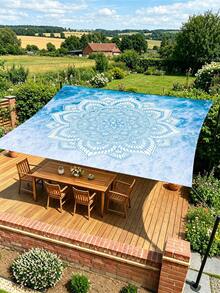 1PC Outdoor Thickened Waterproof Sun-Proof Gradient Mandala Flower Green Bohemian Pattern Garden Patio Canopy Beach Sunshade Awning With Free Rope (Frame Not Included) - A - View 4