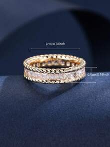 1pc Fashion Vintage Twisted Braided Edge Thin Band Long Princess Square Design Daily Minimalist Versatile Decorative Ring For Girlfriend Anniversary - ring - View 6