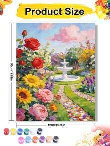 Flower Garden DIY Paint By Numbers Painting Canvas Crafts Adult Home Decoration Rose Sunflower Tulip Fountain Landscape Floral Art 8x12/16x20inch Holiday Gifts Frameless - Sets - View 8