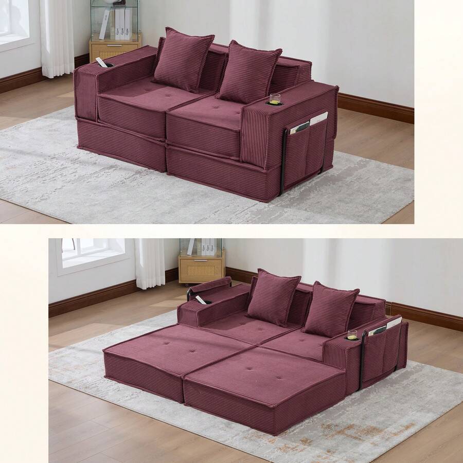 Modern Sofa Bed Frame Beige 2 Seat - 勃根地雙座 - 查看 1
