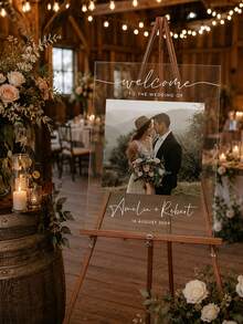 Photo Wedding Welcome Sign, Wedding Rehearsal Sign, Modern Wedding Sign, Acrylic Welcome Sign, Wedding Photo Sign, Welcome To Our Wedding - Multicolor - View 5