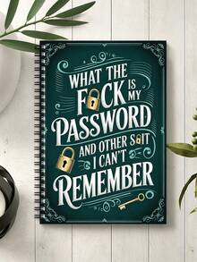 Fun Spiral Bound Password Notebook, Teal Cover With Gold Key Design, 70 Pages, For Securely Recording Internet And Computer Login Names And Passwords, Suitable For Home, Office Or Scrapbook Set, Password Book, School Supplies, Back To School - Multicolor - View 10