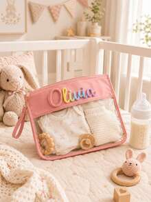 Personalized Transparent Baby Storage Bag, Customizable Name Diaper Bag, Essential Storage Bag For Baby Room - Multicolor - View 3