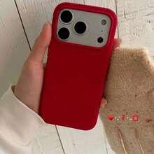 Liquid Silicone 3-Layer Full Coverage Soft Gel Rubber Phone Case Compatible With IPhone 17 Pro 17 Pro Max 17, Fresh Summer Color, Shockproof Protective Shell With Anti-Scratch Microfiber Lining, Compatible With IPhone 13 11 16 Pro Max 15 14 Plus 12 Mini XS Max 7 8 Plus - Chinese Red - View 4