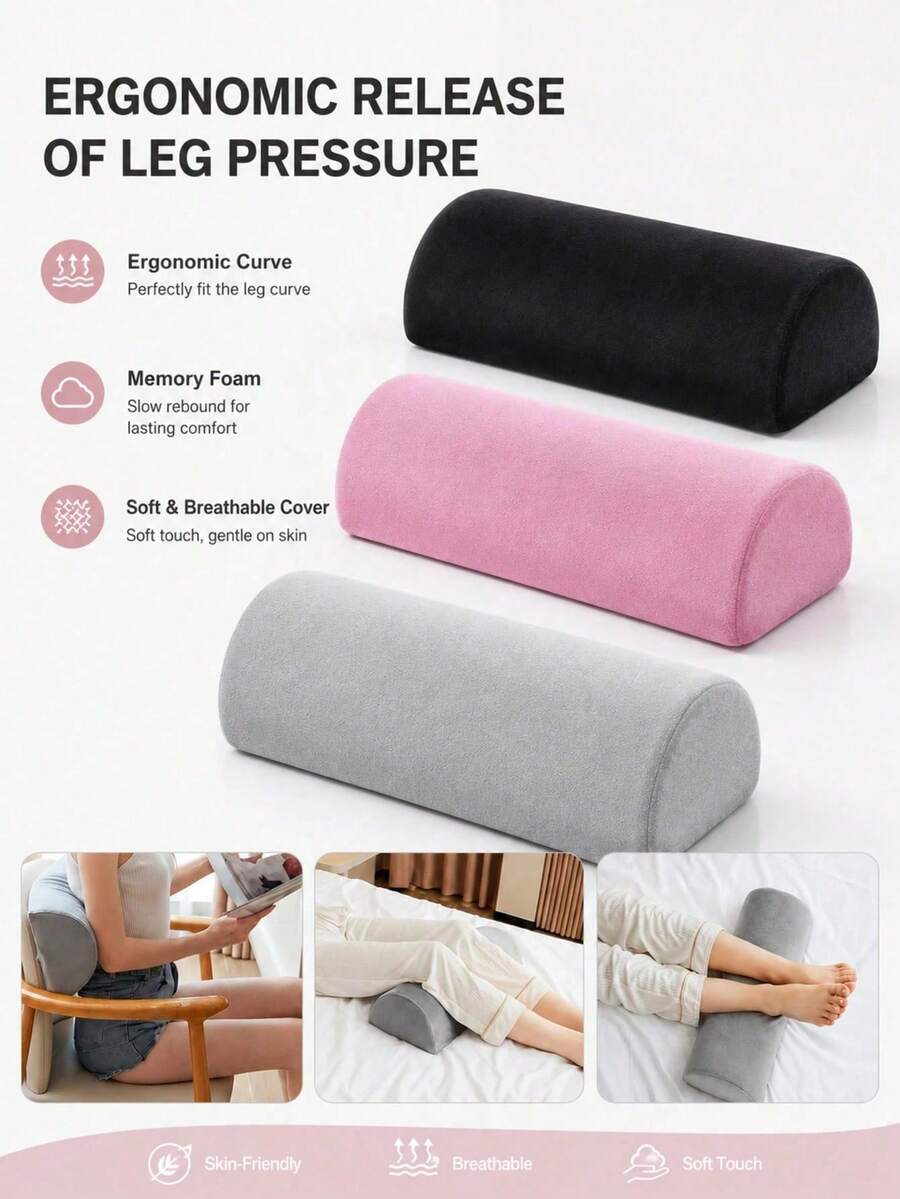 Memory Foam Crescent Leg Support Pillow, Ergonomic Knee Back Ankle Cushion Improves Blood Circulation, Eases Sciatica And Hip Discomfort, Perfect Side Sleeping Pillow For Office Naps And Travel Rest, Versatile Sofa Bed Leg Support Accessory - Multicolor - View 1