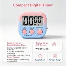 Universal Home Gradient Digital Timer, High Sensitivity Sensor For Stable And Accurate Timing, Large Comfortable Buttons To Prevent Accidental Press, Large Screen With White Background And Black Digits For Clear Reading, Mini Versatile Body Fits Various Spaces, Suitable For Cooking Timing, Student Pomodoro Study, Workout Interval Timing - AAA Batteries Not Included - Gradient - View 5
