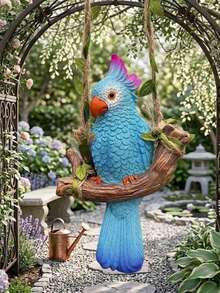 搖擺鸚鵡吊飾 鳥類樹脂手工藝動物雕像 家居花園懸掛裝飾 戶外庭院裝飾 - 多色 - 查看 8