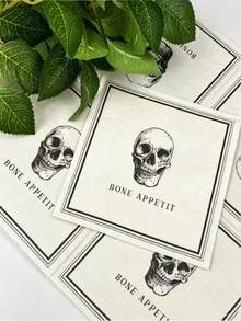 20pcs/50pcs Halloween Theme Napkins, Skull-Centered Design, Exquisite Printing, Perfect Table Decor For Halloween, Day Of The Dead Party, Friends Gathering And Other Holiday Events - Multicolor - View 2