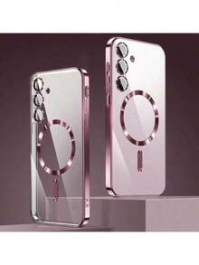 Phone Case Compatible With Samsung S26/S25, S25+, S25 Ultra, S25 Edge, Supports Wireless Charging, Electroplated Edge Shockproof Durable, Provides Full Protection. Also Compatible With S24, S24+, S24 FE, S24 Ultra, S23, S23+, S23 FE, S23 Ultra, S22, S22+, S22 Ultra, A35, A55, A05, A15, A06, A16 And 17, 16.15, 14, 13, 12, 11 Pro Max Plus, 7, 8, SE, 7P, 8P, X, 16e. - Pink - View 1
