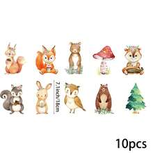 8pcs/10pcs Paper Forest Party Decorations, Forest Animal Hanging Spirals, Forest Animal Foil Ceiling Decorations, Suitable For Forest Theme Birthday Party Supplies, Ribbons - Multicolor - View 3