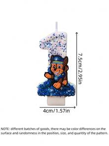 1件裝 Paw Patrol 0-9 數字蠟燭 粉藍色生日蛋糕裝飾用品 可愛動漫狗狗造型派對配件用品 - 卡通 - 查看 13