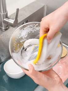 Esponja de lavado de platos para el hogar, esponja cuadrada para fregar platos de cocina, antiadherente al aceite, absorbente de agua, bloque de esponja de doble cara para limpieza - Multicolor - Ver 6