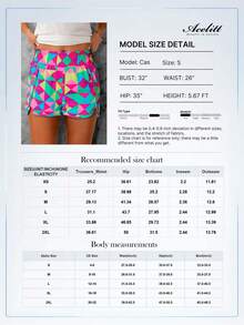 Acelitt Women's Plaid & Leopard Print High Waist Straight Leg Slit Casual Shorts, Suitable For Beach & Holiday Summer - Multicolor - View 5