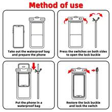 1 pieza Bolsa impermeable sellada para teléfono, bolsa flotante universal, funda transparente con pantalla táctil para playa, piscina, buceo, fotografía submarina y viajes - A - Ver 10