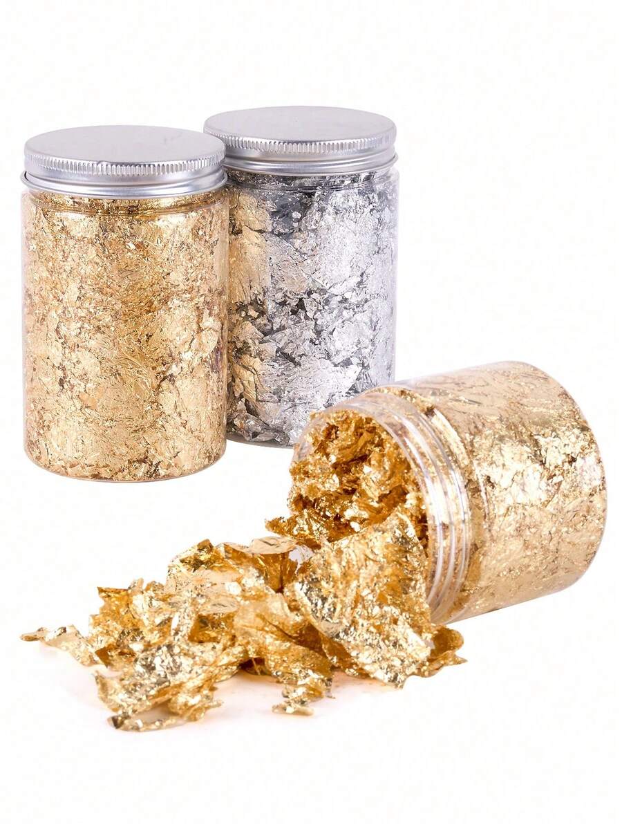 SikeSike Gold Foil Flakes, Resin Gold Foil Flakes, 3g/5g/10g Metal Foil Flakes, Suitable For Nail Art, Painting, Crafts, Epoxy Resin, Jewelry Making, Candle Making, DIY Crafts (Gold And Silver) - Multicolor - View 1