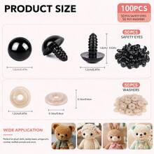 Black Plastic Eyes Set For Dolls And Crafts, 3mm To 12mm Multiple Sizes, With Storage Tray - Black - View 9