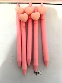 Pink Heart-Shaped Click Ballpoint Pen, Small Gift For School Classroom Rewards, Random Color, Valentine's Day Gift - Multicolor - View 9