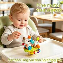 Cartoon Dog Suction Spinning Rattle Toy Fine Motor Training Multi Texture Sensory Early Learning Play Toy Hand Eye Coordination Brain Cognition Training Baby Shower Birthday Gift For Infants - Multicolor - View 2
