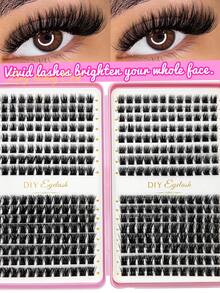 384pcs Individual False Eyelashes For DIY Lash Extension, D-Curl Fluffy Lashes, Easy Lash Extension At Home - Black - View 1