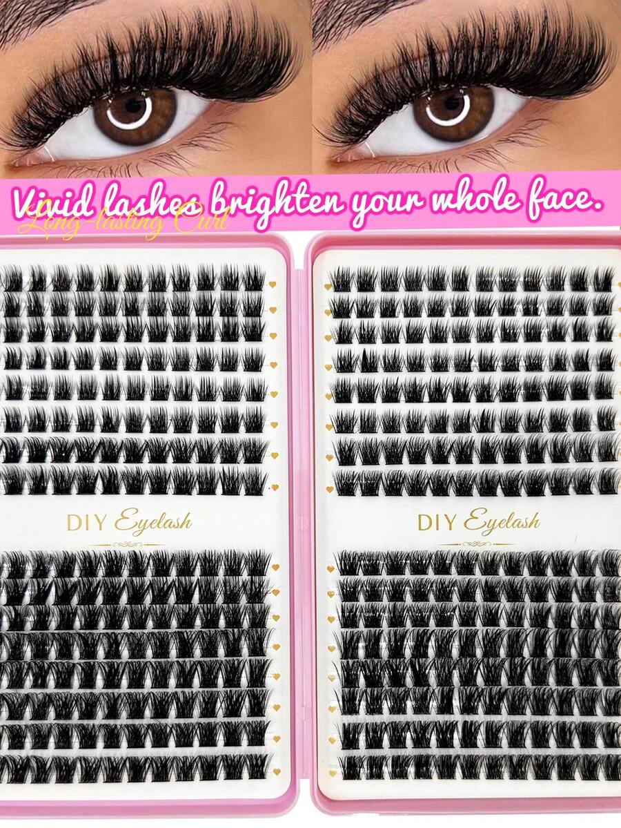 384pcs Individual False Eyelashes For DIY Lash Extension, D-Curl Fluffy Lashes, Easy Lash Extension At Home - Black - View 1