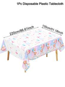 1件男孩或女孩塑料桌布，130*220cm 粉色與藍色熊圖案一次性桌布，室內/室外桌飾桌巾，性別揭曉派對 - 多色 - 查看 10