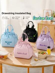 Tas Bekal Makan Siang Berinsulasi dengan Tali Serut, Tas Berinsulasi Genggam Portabel, Tas Kotak Bekal Makan Siang yang Mudah Dibersihkan dan Dapat Digunakan Kembali, Tas Bekal Multifungsi, Penting untuk Kerja, Perjalanan, Piknik, dan Penggunaan Sehari-hari (Tidak Bersentuhan dengan Makanan) - MultiWarna - View 1