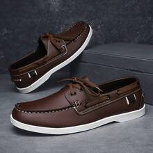 Men's Bean Loafers Comfortable All-Season New Style Slip-On Sneakers Fashion Shoes Niche Design British Style Shoes Business Casual Daily Walking Shoes, Vintage Round Toe Thick Sole Men's Dress Shoes Fashion Wear-Resistant Casual Men's Shoes - Brown - View 4