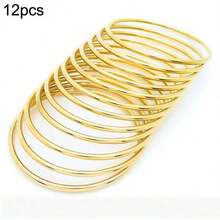 Pulsera de mujer de acero inoxidable chapada en oro de imitación de 18K, pulsera básica minimalista de lujo y moda, joyería resistente al agua - Dorado - Ver 14