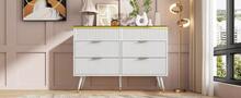 White Sideboard With 6 Drawers - Storage Space For Bedroom And Living Room - 120x40x76 Cm - White - View 10