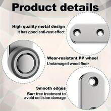 12pcs(4 Casters And 8 Screws) Heavy Duty Silent Sliding Door Roller Directional Wheel Set - Metal Structure, Suitable For Underbed Storage Cabinets, Storage Boxes, Slide Rail Wheels, Sliding Door Hardware Set, Sliding Door Hardware - Random - View 7
