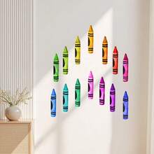 1set Colorful Crayon Wall Stickers, Self-Adhesive Paper, Suitable For Home Decoration, Room Decoration, Wall Decoration, PVC Waterproof Material, Removable - Self-adhesive - View 4