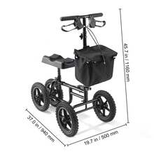 Patinete de Rodilla Plegable Orientable de Acero al Carbono con Manillar Ajustable en Altura y Rodillera, Rueda Todoterreno, Frenos Dobles, Recuperación de Piernas, Carga de 160 kg, Negro - Negro - Ver 10