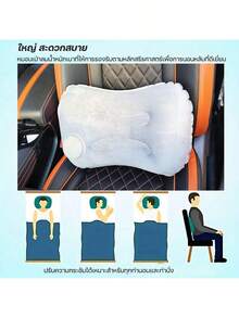 1pc Multifunctional Inflatable Pillow For Travel, Home, Work, And Camping Foldable And Portable Press Type Neck Pillow For Comfortable Sleep Anywhere - Grey - View 7