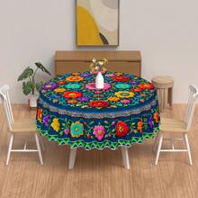 Round Tablecloth, Table Cover, Round Table Cover, Floral Pattern Multicolor Design, Suitable For Birthday, Wedding, Anniversary, Graduation, Housewarming, Party, Picnic, Gathering, Holiday, Vacation. Ideal For Home, Restaurant, Kitchen, Dining Table, Coffee Table, Desk Decoration - Round - View 5